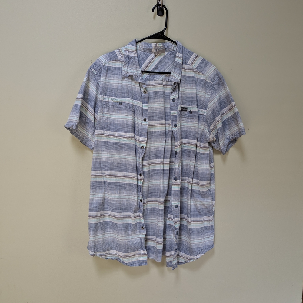 Columbia Men's Blue Plaid Short Sleeve Shirt Size L